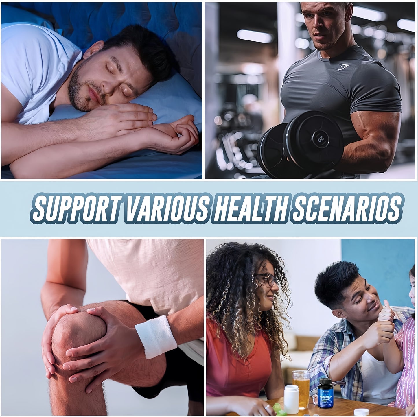 Magnesium 7 Complex Supplement Advanced with Glycinate Citrate Malate Chelate Taurate Orotate Aspartate, Capsules with Zinc, Vitamin D3 & B6 for Sleep, Muscle Relief, 60 Capsules